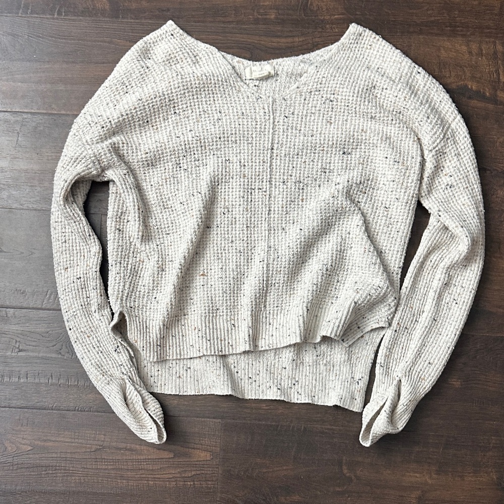 Cozy V-Neck Fall Long Sleeve Sweater in Cream A17